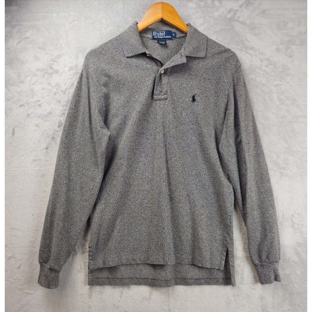 Polo Ralph Lauren Shirt Mens Small Gray Long Sleeve Cotton Rugby Polo